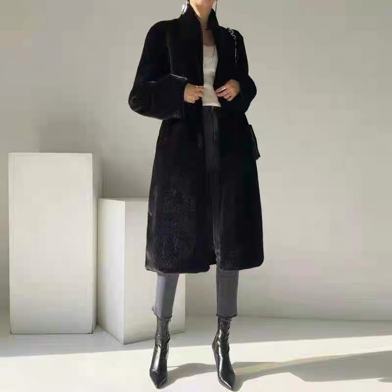 Marten Overcoats Mid-length Women's Stand Collar Plush Coat