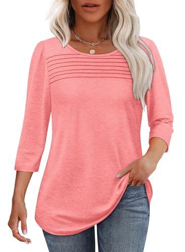 European And American Ladies Autumn And Winter Round Neck Three-quarter Sleeve Chest Tuck Line Peplum Top